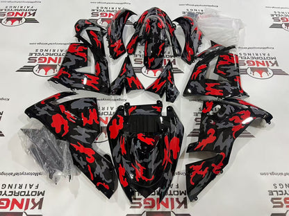 Kawasaki ZX10R Fairings (2004-2005) Red, Gray, Black Camouflage at KingsMotorcycleFairings.com
