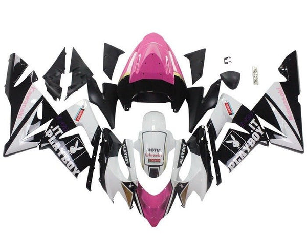 Kawasaki ZX10R Fairings (2004-2005) White, Black, Pink at KingsMotorcycleFairings.com
