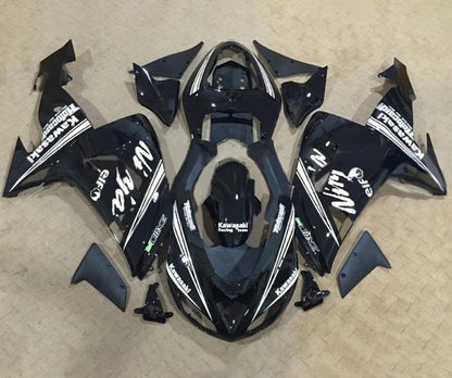 Kawasaki ZX10R Fairings (2006-2007) Black, White Stripe, Elf at KingsMotorcycleFairings.com