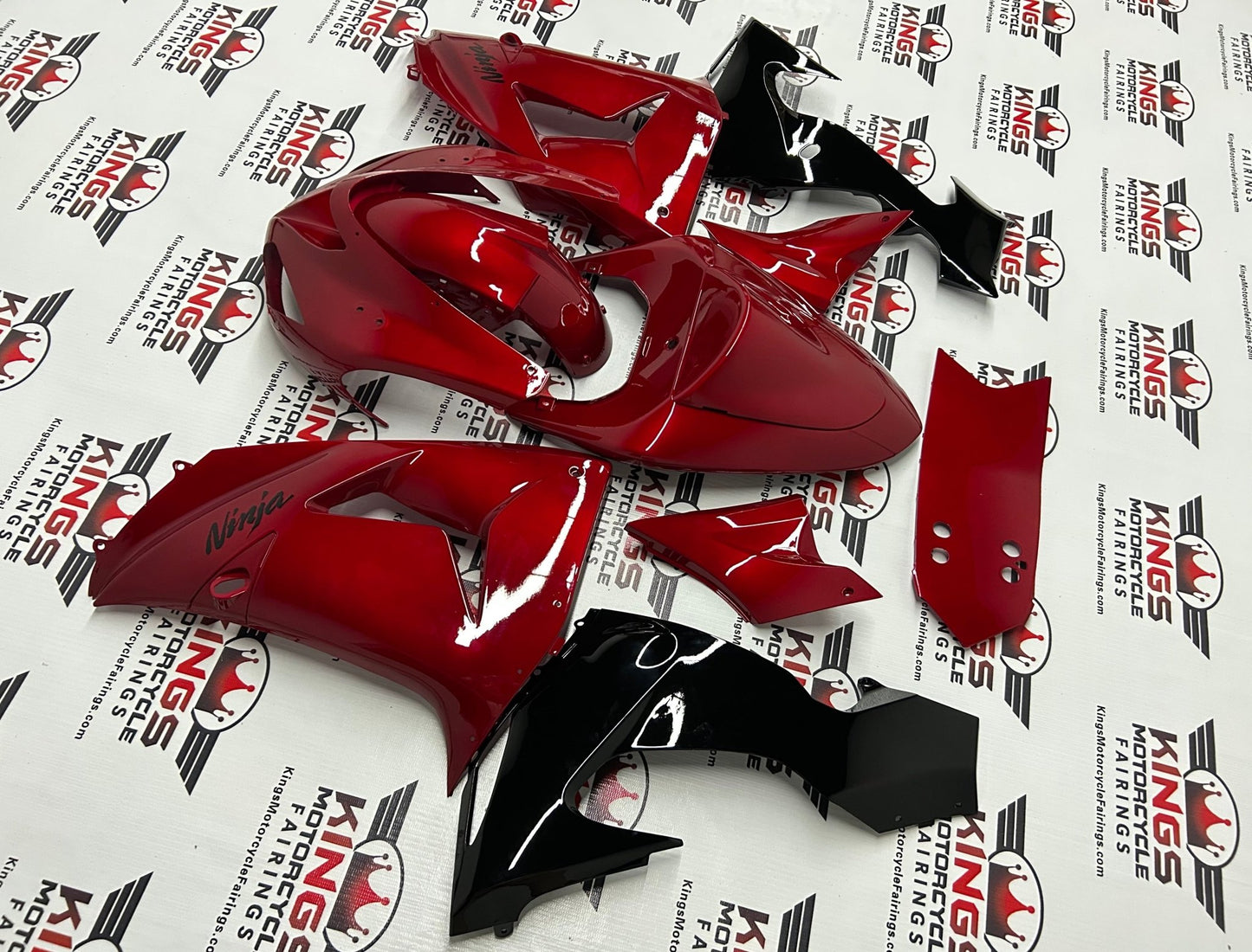 Kawasaki ZX10R Fairings (2006-2007) Candy Red, Black from KingsMotorcycleFairings.com