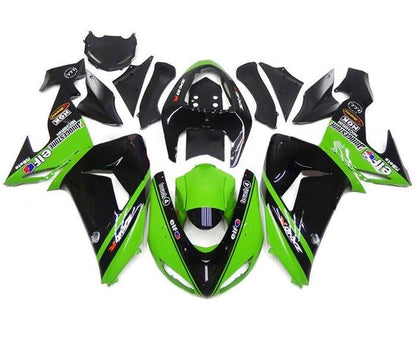 Kawasaki ZX10R Fairings (2006-2007) Green, Black, Stripe, Elf at KingsMotorcycleFairings.com