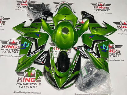 Kawasaki ZX10R Fairings (2006-2007) Green, Black, White Pinstripe at KingsMotorcycleFairings.com