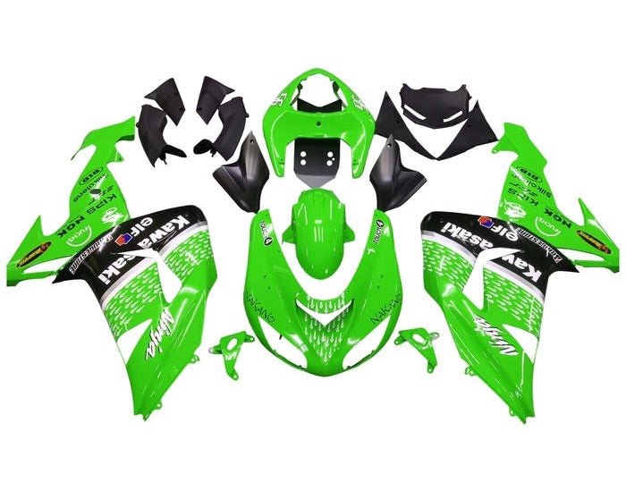 Kawasaki ZX10R Fairings (2006-2007) Green, Black, White, Elf at KingsMotorcycleFairings.com