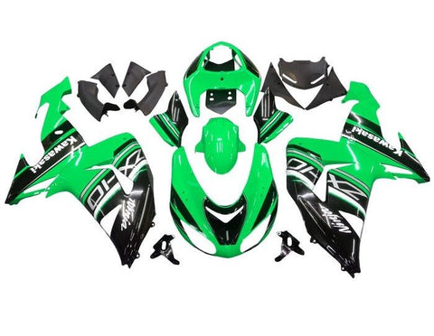 Kawasaki ZX10R Fairings (2006-2007) Green, Black, White, Gray Stripe at KingsMotorcycleFairings.com