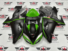 Kawasaki ZX10R Fairings (2006-2007) Matte Black, Green Stripe at KingsMotorcycleFairings.com