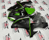 Kawasaki ZX10R Fairings (2006-2007) Matte Black, Green Stripe from KingsMotorcycleFairings.com