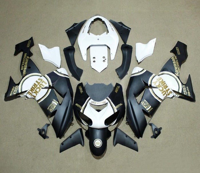 Kawasaki ZX10R Fairings (2006-2007) Matte Black, White, Gold at KingsMotorcycleFairings.com