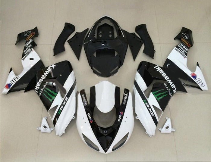Kawasaki ZX10R Fairings (2006-2007) White, Black Monster Energy at KingsMotorcycleFairings.com