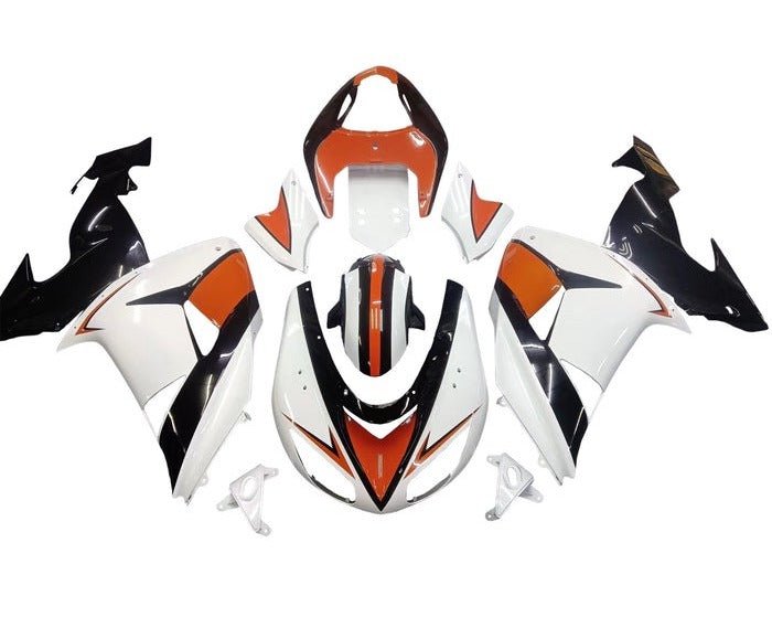 Kawasaki ZX10R Fairings (2006-2007) White, Orange, Black at KingsMotorcycleFairings.com