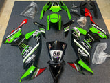 Kawasaki ZX10R Fairings (2008-2010) Black, Green, Elf #66 at KingsMotorcycleFairings.com