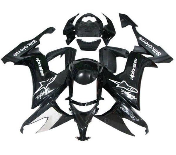 Kawasaki ZX10R Fairings (2008-2010) Black, White Alpinestars at KingsMotorcycleFairings.com