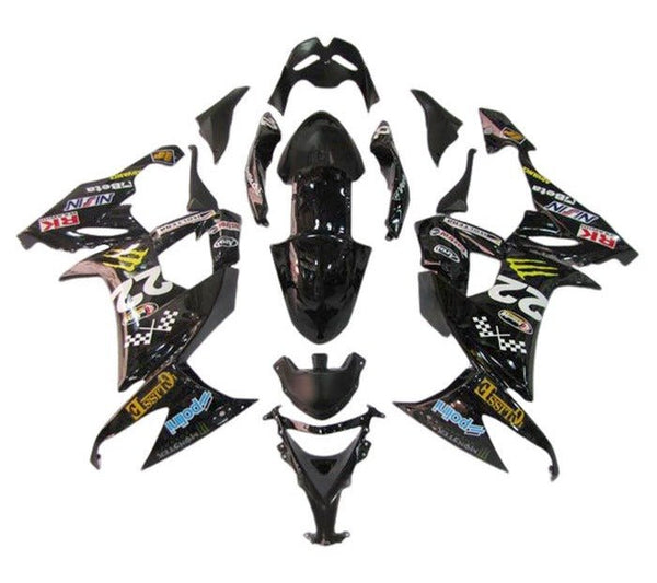 Kawasaki ZX10R Fairings (2008-2010) Black, Yellow Monster at KingsMotorcycleFairings.com