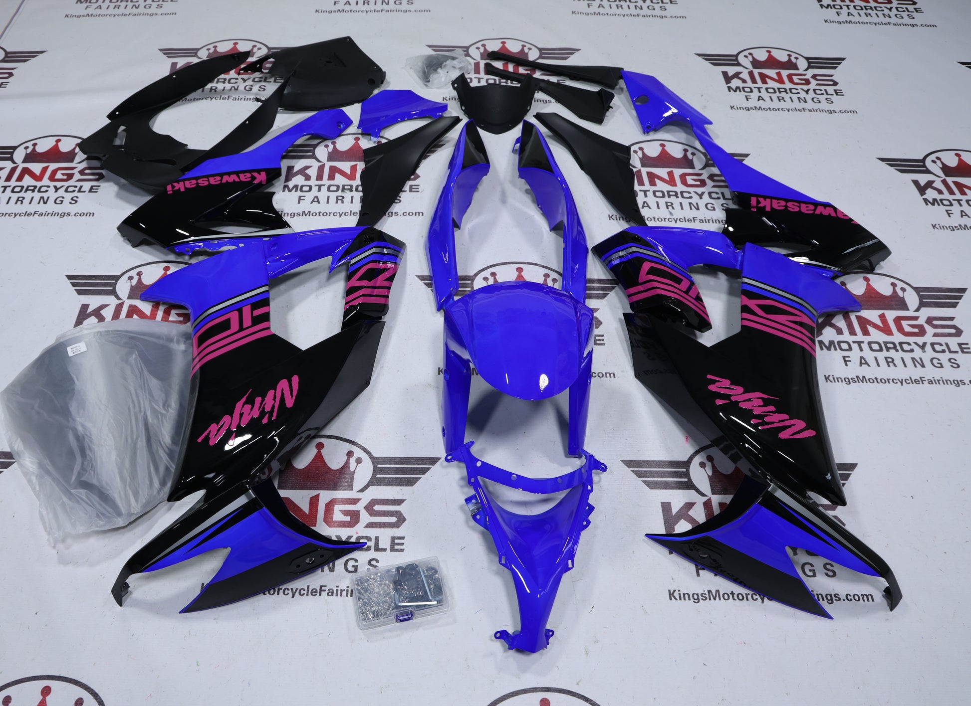 Fairings for Kawasaki Ninja ZX10R (2008-2010) Blue, Black, Pink at KingsMotorcycleFairings.com