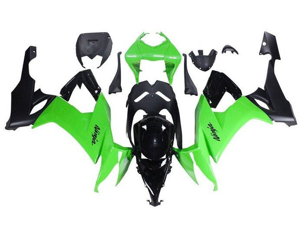 Kawasaki ZX10R Fairings (2008-2010) Green, Black, Matte Black at KingsMotorcycleFairings.com