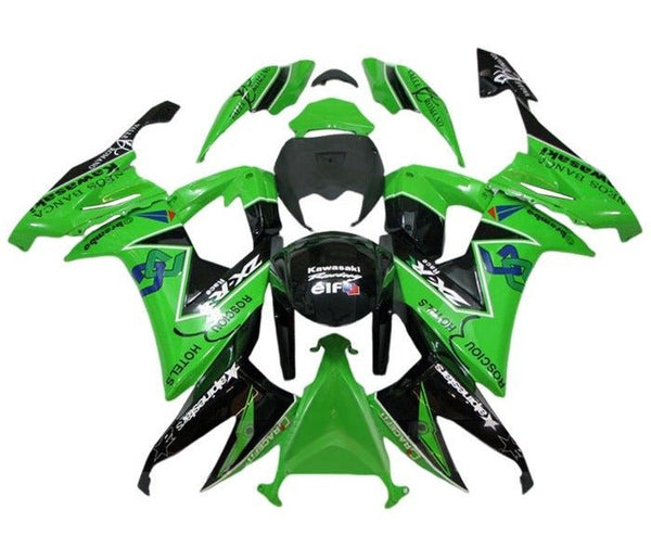 Kawasaki ZX10R Fairings (2008-2010) Green, Black, White Elf at KingsMotorcycleFairings.com