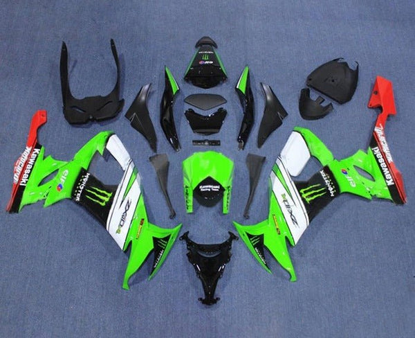Kawasaki ZX10R Fairings (2008-2010) Green, White, Red, Black at KingsMotorcycleFairings.com