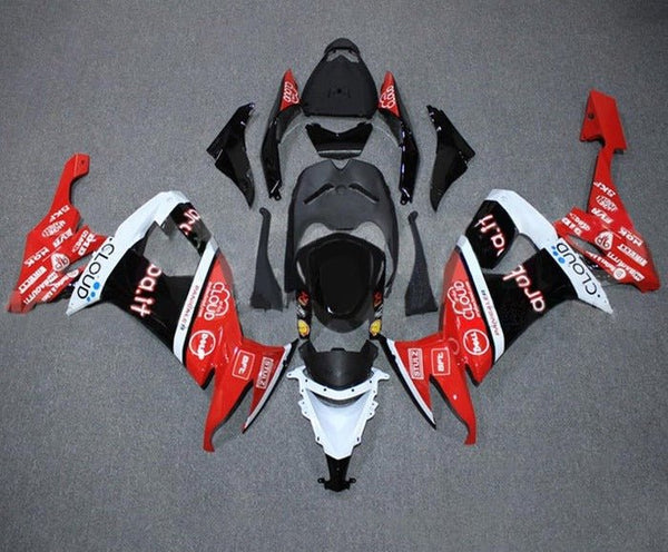 Kawasaki ZX10R Fairings (2008-2010) Red, Black, White Stripe at KingsMotorcycleFairings.com