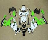 Kawasaki ZX10R Fairings (2008-2010) White, Green, Black Stripe at KingsMotorcycleFairings.com
