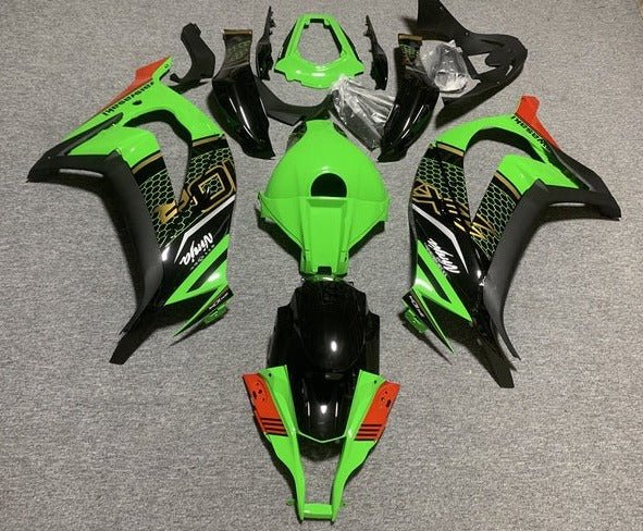 Kawasaki ZX10R Fairings (2011-2015) Green, Black, Red, Honeycomb at KingsMotorcycleFairings.com