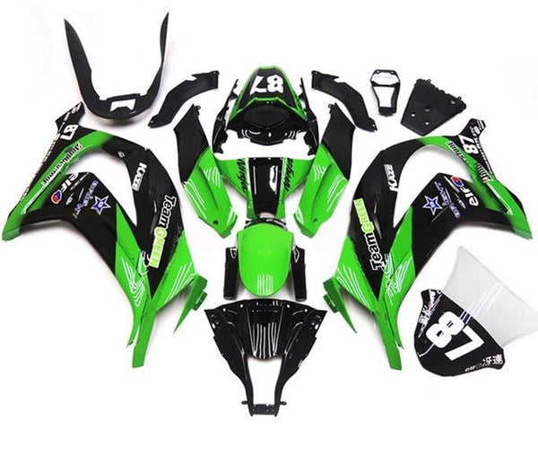 Kawasaki ZX10R Fairings (2011-2015) Green, Black, White #87 at KingsMotorcycleFairings.com