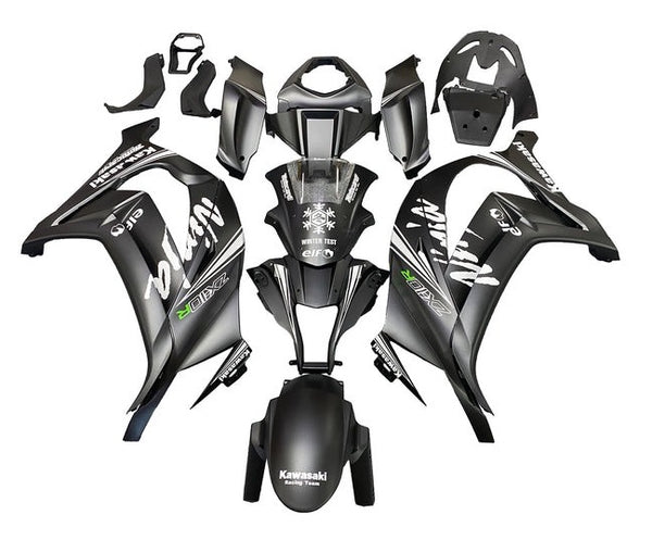 Kawasaki ZX10R Fairings (2011-2015) Matte Black, White, Green Elf at KingsMotorcycleFairings.com