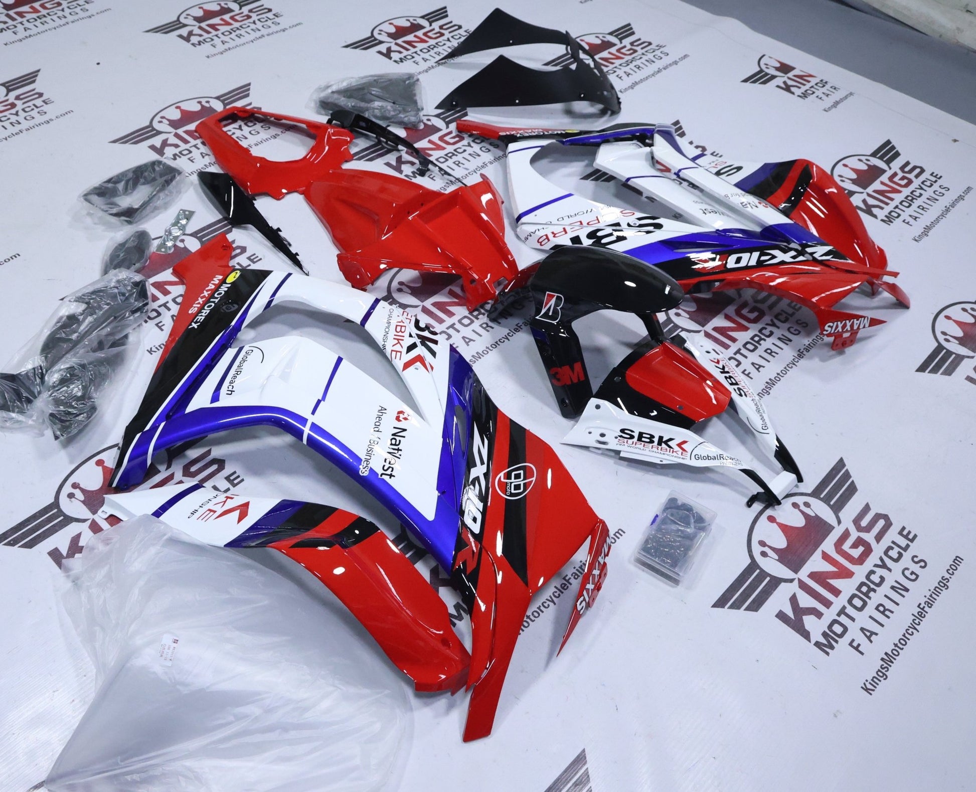 Kawasaki ZX10R Fairings (2011-2015) Red, White, Blue, Black SDK at KingsMotorcycleFairings.com