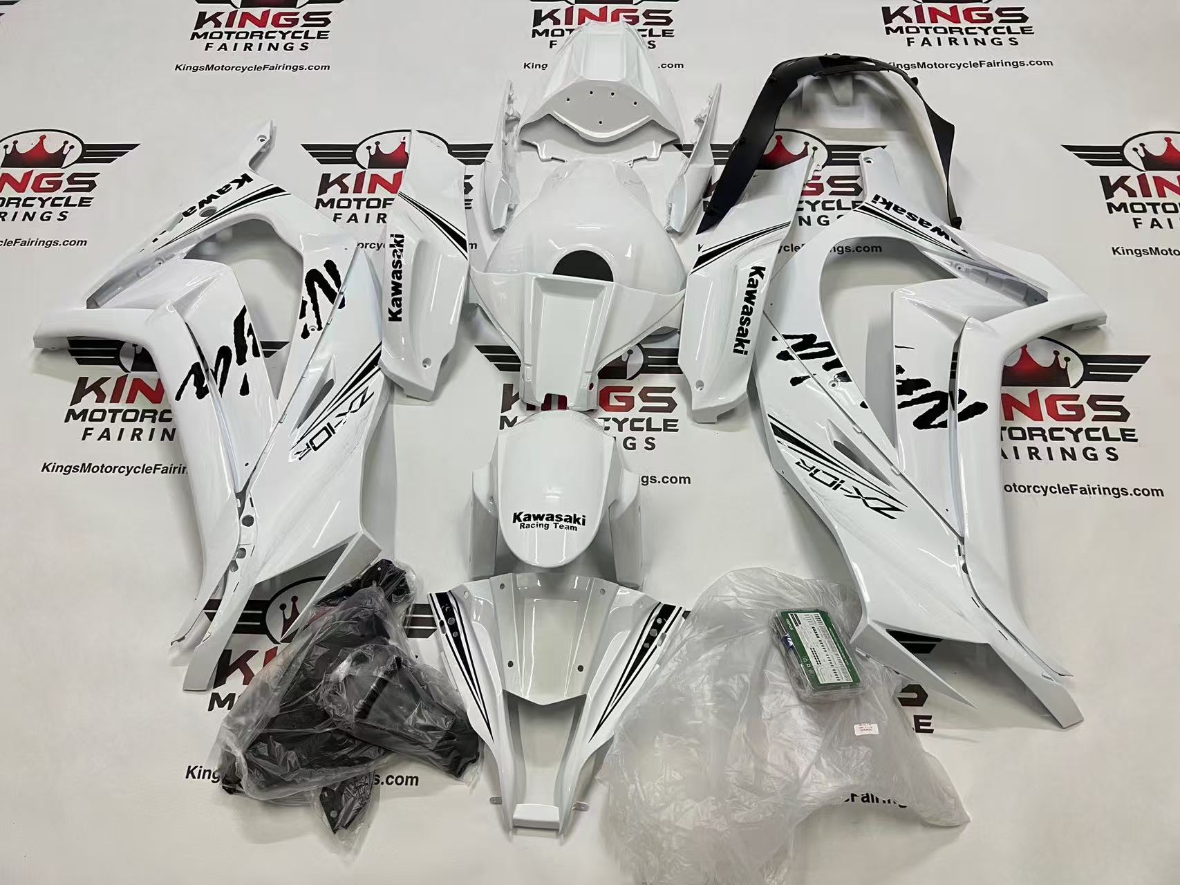 Kawasaki ZX10R Fairings (2011-2015) White, Black KRT at KingsMotorcycleFairings.com