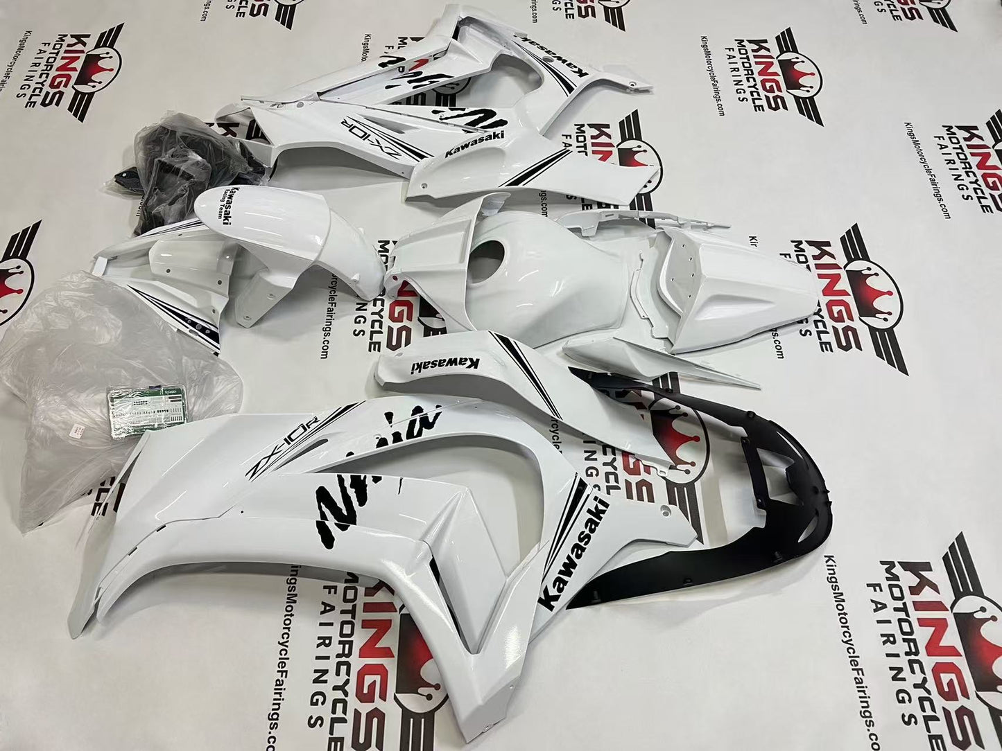 Kawasaki ZX10R Fairings (2011-2015) White, Black KRT from KingsMotorcycleFairings.com