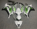 Kawasaki ZX10R Fairings (2011-2015) White, Metallic Green at KingsMotorcycleFairings.com