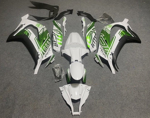 Kawasaki ZX10R Fairings (2011-2015) White, Metallic Green at KingsMotorcycleFairings.com