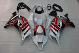 Kawasaki ZX10R Fairings (2011-2015) White, Red, Black, Stripes at KingsMotorcycleFairings.com