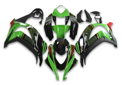 Kawasaki ZX10R Fairings (2016-2020) Black, Green, Honeycomb at KingsMotorcycleFairings.com