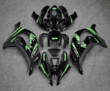 Kawasaki ZX10R Fairings (2016-2020) Black, Green at KingsMotorcycleFairings.com