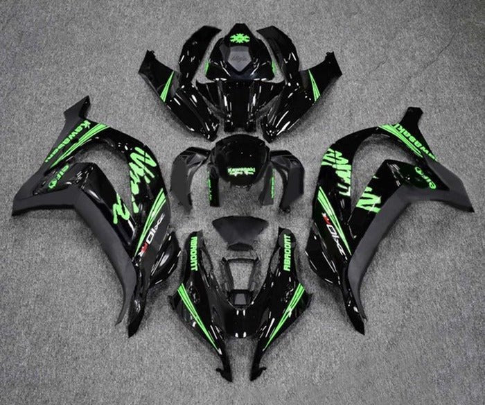 Kawasaki ZX-10R Fairings (2016-2020) Black, Green at KingsMotorcycleFairings.com