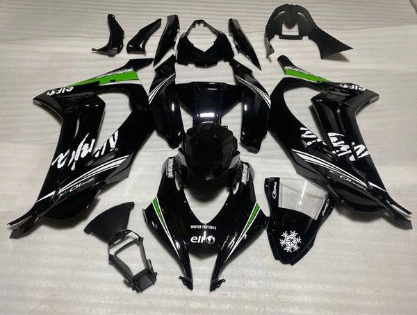 Kawasaki ZX10R Fairings (2016-2020) Black, White, Green Stripe at KingsMotorcycleFairings.com