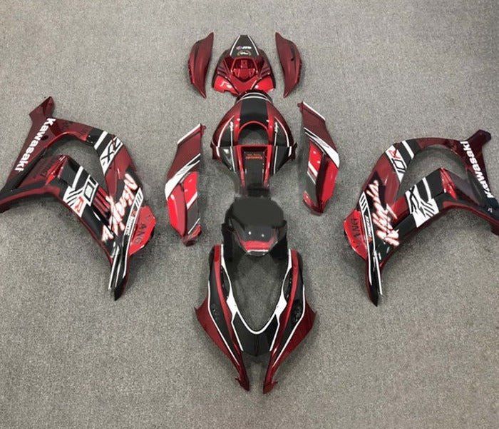 Kawasaki ZX10R Fairings (2016-2020) Dark Red, Black, White at KingsMotorcycleFairings.com