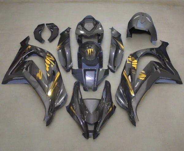 Kawasaki ZX10R Fairings (2016-2020) Faux Carbon Fiber, Gold at KingsMotorcycleFairings.com