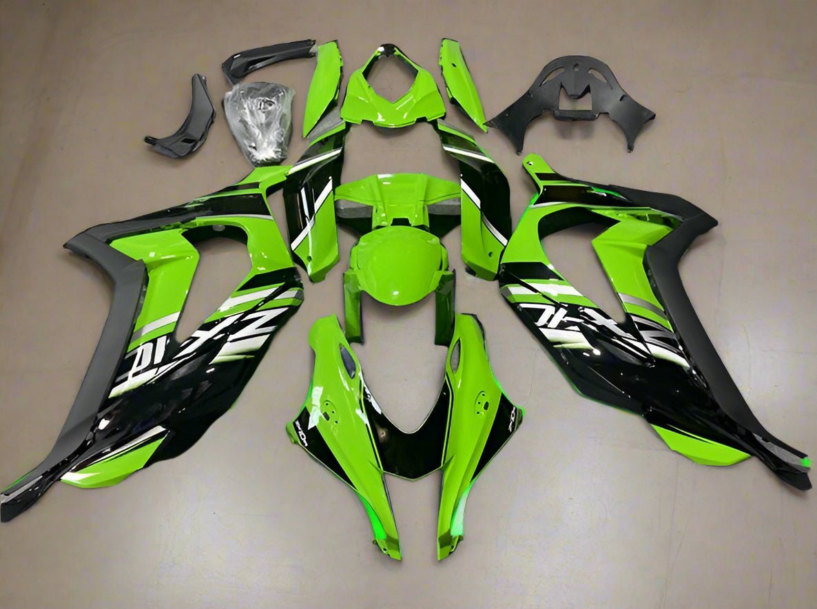 Kawasaki ZX10R Fairings (2016-2020) Green, Black, Gray Stripe at KingsMotorcycleFairings.com