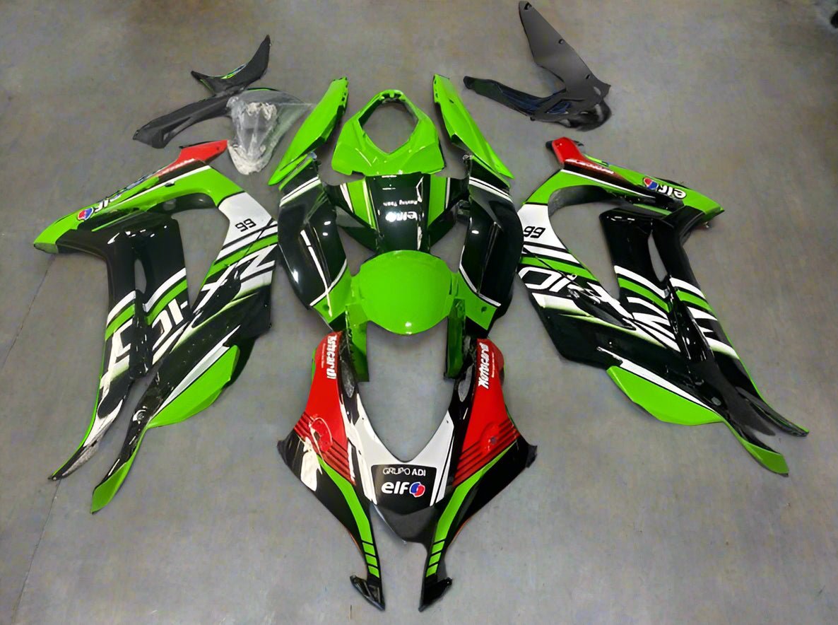 Kawasaki ZX10R Fairings (2016-2020) Green, Black, White, Red at KingsMotorcycleFairings.com