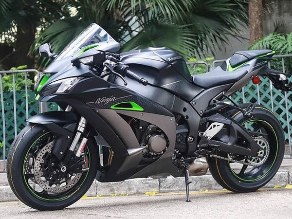 Kawasaki ZX10R Fairings (2016-2020) Matte Black, Green, Silver at KingsMotorcycleFairings.com