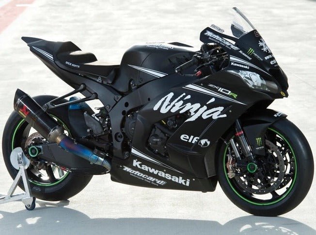 Kawasaki ZX10R Fairings (2016-2020) Matte Black, White, Elf at KingsMotorcycleFairings.com