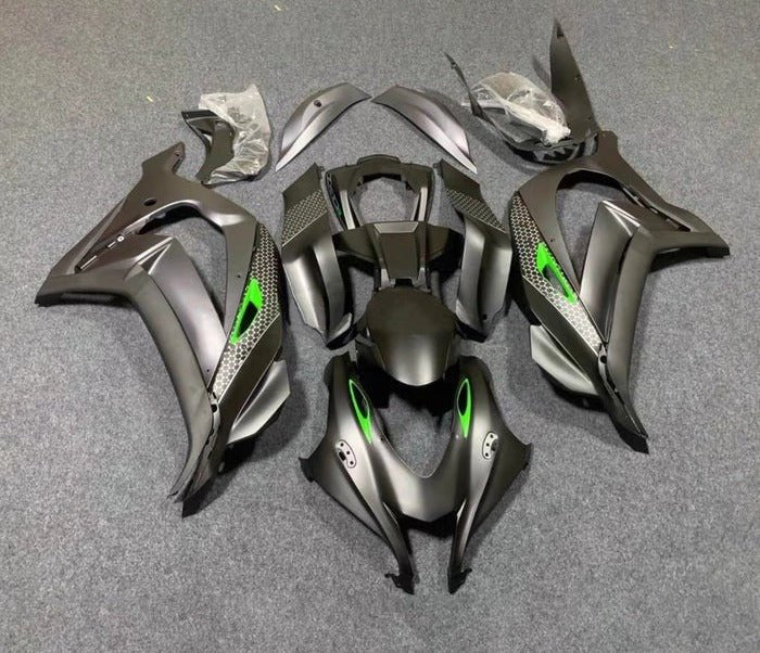 Kawasaki ZX-10R Fairings (2016-2020) Matte Silver, Green at KingsMotorcycleFairings.com