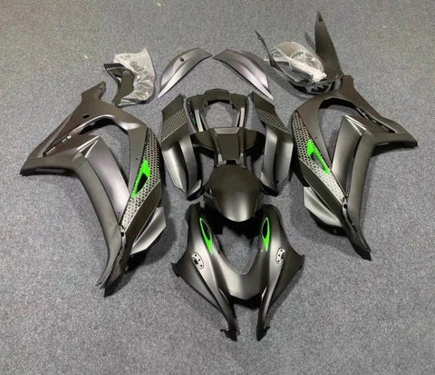 Kawasaki ZX10R Fairings (2016-2020) Matte Silver, Green at KingsMotorcycleFairings.com