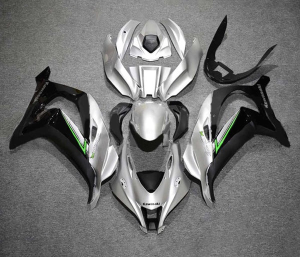 Kawasaki ZX10R Fairings (2016-2020) Silver, Black, Green at KingsMotorcycleFairings.com