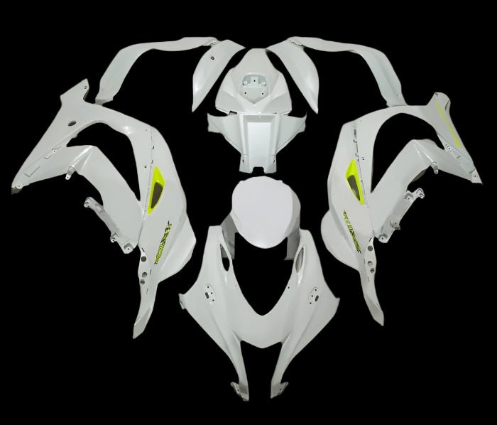 Kawasaki ZX-10R Fairings (2016-2020) White, Neon Yellow at KingsMotorcycleFairings.com