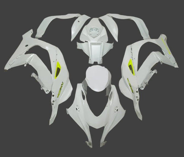 Kawasaki ZX10R Fairings (2016-2020) White, Neon Yellow at KingsMotorcycleFairings.com