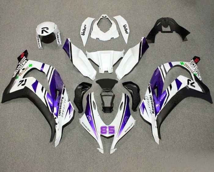 Kawasaki ZX10R Fairings (2016-2020) White, Purple, Black at KingsMotorcycleFairings.com