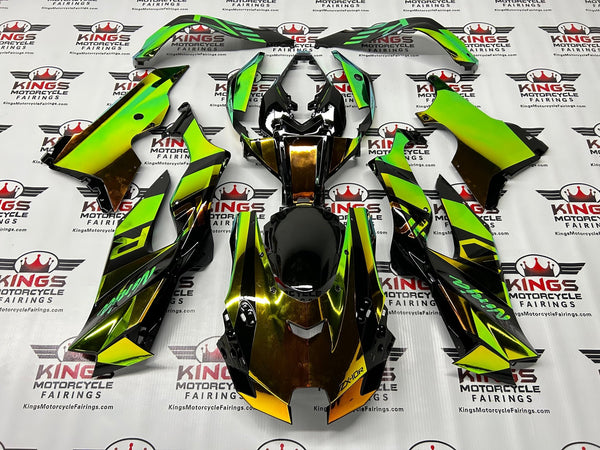 Kawasaki ZX10R Fairings (2021-2025) Chrome Chameleon, Green, Gold, Black at KingsMotorcycleFairings.com