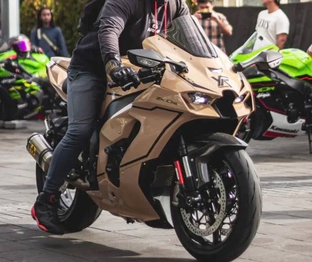 Kawasaki ZX10R Fairings (2021-2025) Tan Sand, Black at KingsMotorcycleFairings.com