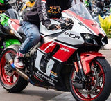 Kawasaki ZX10R Fairings (2021-2025) White, Red, Black Stripe at KingsMotorcycleFairings.com